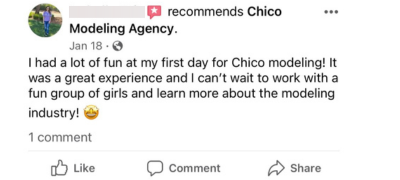 I had a lot of fun at my first day for Chico modeling! It was a great experience and I can't wait to work with a fun group of girls and learn more about the modeling industry! 